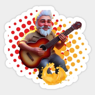 Gnome Musicians Guitar Halftone Splash Sticker